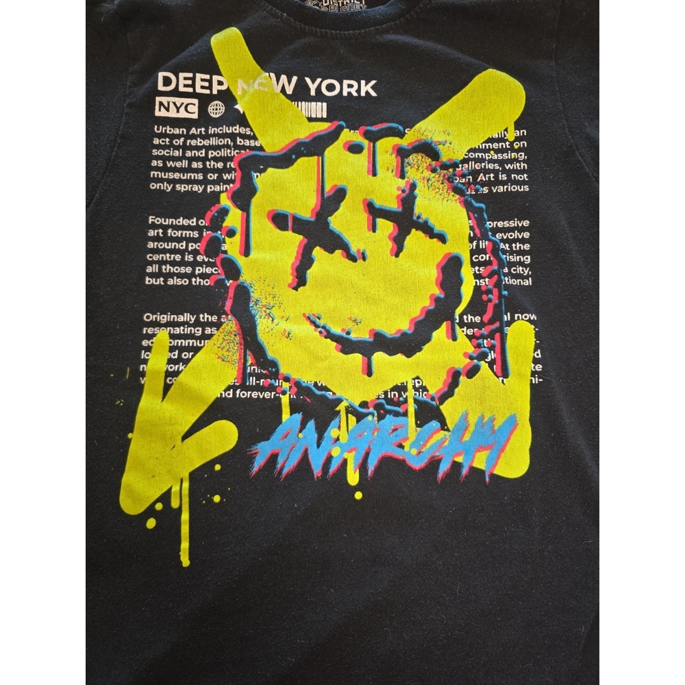 District Planet Deep New York Anarchy Youth 14/16 Black Shirt